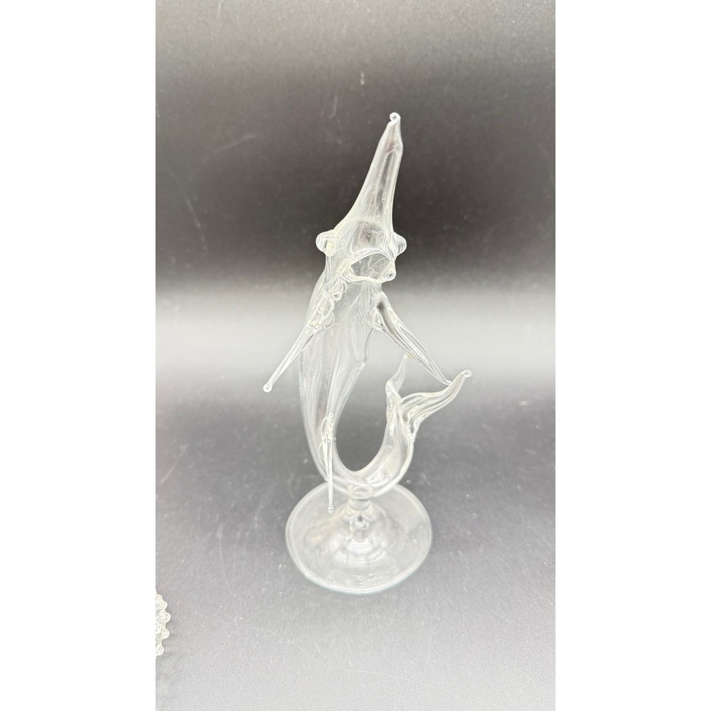 Vintage Hand Blown Clear Glass Marlin Swordfish Figurine Nautical Art Sculpture